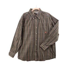 Ariat Button Down Shirt Mens XL Brown Plaid Pro Series Western Cowboy Outdoor